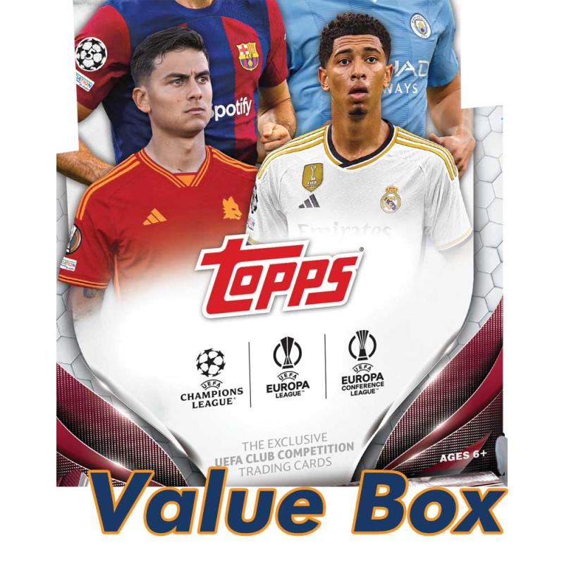 FÖRHANDSVISNING: Hel Value Box 2023-24 Topps UEFA Club Competitions UCC Soccer [7 Paket] (Börjar säljas när mer info finns)