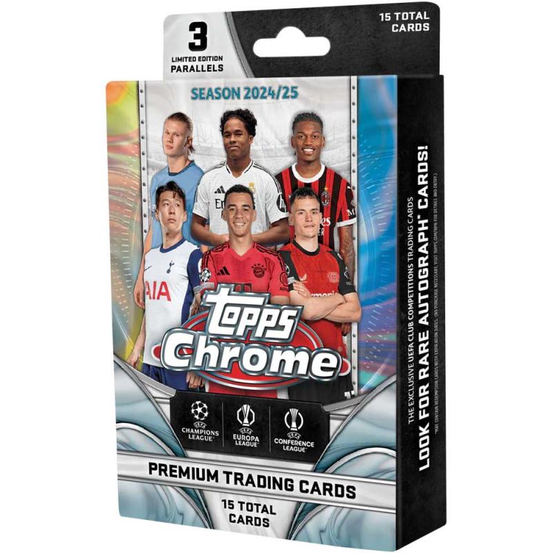 Hel HANGER Box 2024-25 Topps CHROME UEFA Club Competitions Soccer (15 kort)