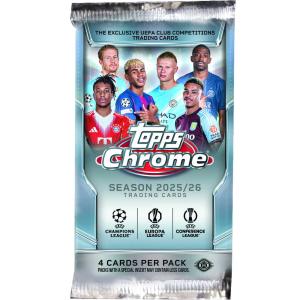 1 Hobby Pack 2025-26 Topps UEFA Club Competitions Chrome (4 cards)