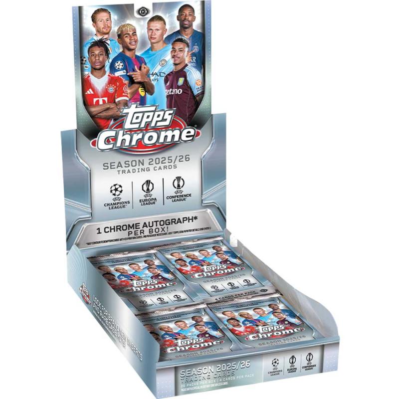 Hel Hobby Box 2025-26 Topps UEFA Club Competitions Chrome Soccer (20 paket)