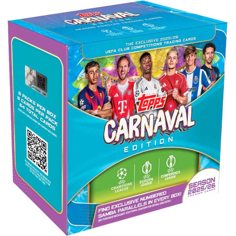 Hel Box 2025-26 Topps UEFA Club Competitions UCC Soccer CARNAVAL EDITION (8 Packs)