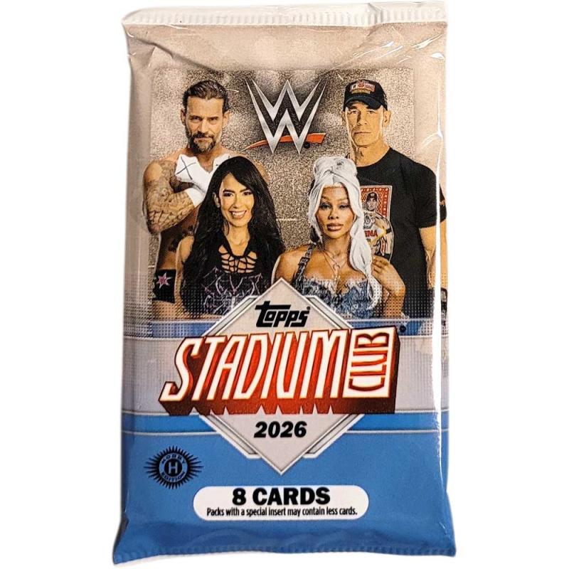 FÖRKÖP: 1st Paket 2026 Topps Stadium Club WWE Wrestling Hobby [8 Cards] (Preliminär release 23 oktober 2026)