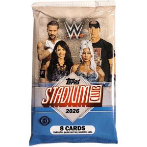 FÖRKÖP: 1st Paket 2026 Topps Stadium Club WWE Wrestling Hobby [8 Cards] (Preliminär release 23 oktober 2026)