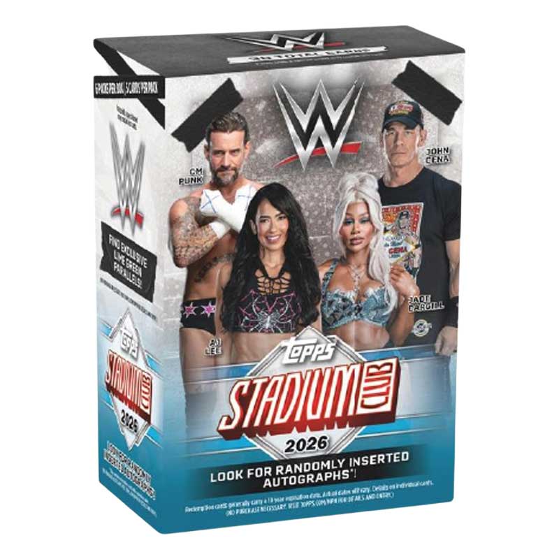 FÖRKÖP: Hel VALUE Box 2026 Topps Stadium Club WWE Wrestling [6 Packs] (Preliminär release 23 oktober 2026)