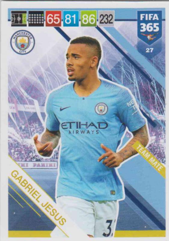 Adrenalyn XL FIFA 365 2019 - 027  Gabriel Jesus (Manchester City FC) Team Mate