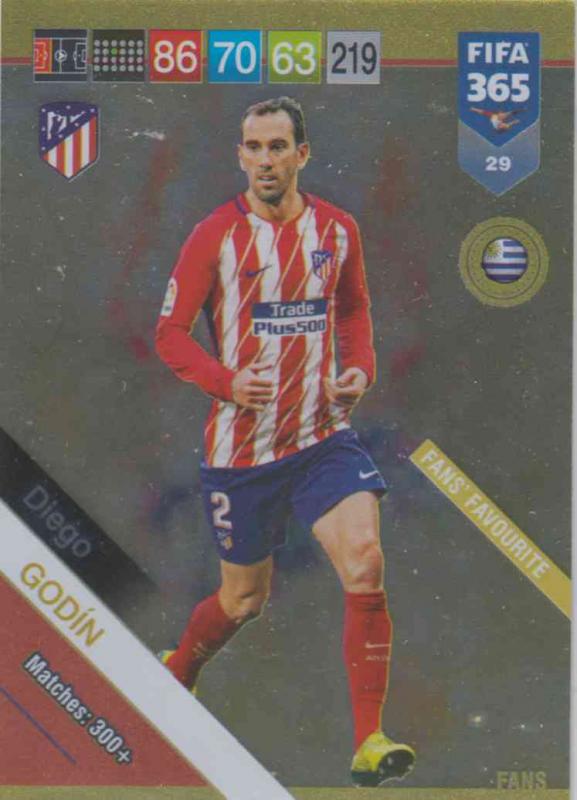 Adrenalyn XL FIFA 365 2019 - 029  Diego Godín (Atlético de Madrid) Fans' Favourite