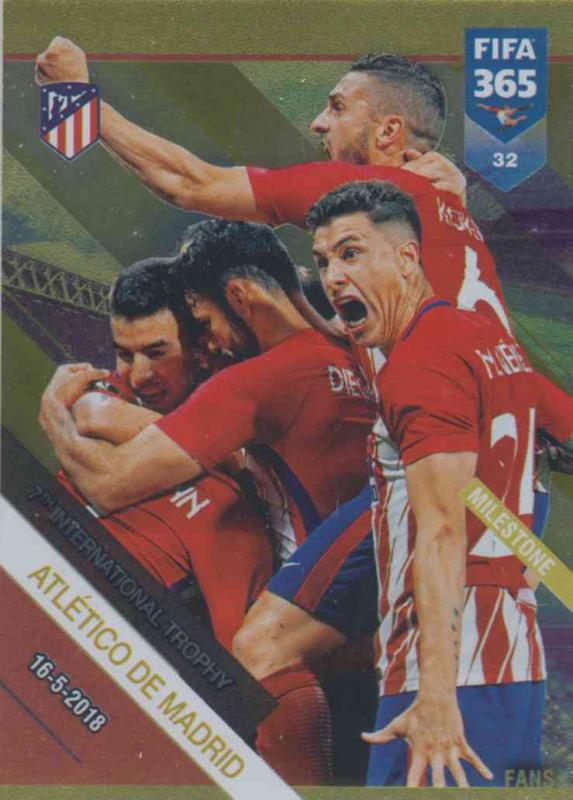Adrenalyn XL FIFA 365 2019 - 032  Atlético de Madrid 7th International Trophy (Atlético de Madrid) Milestone