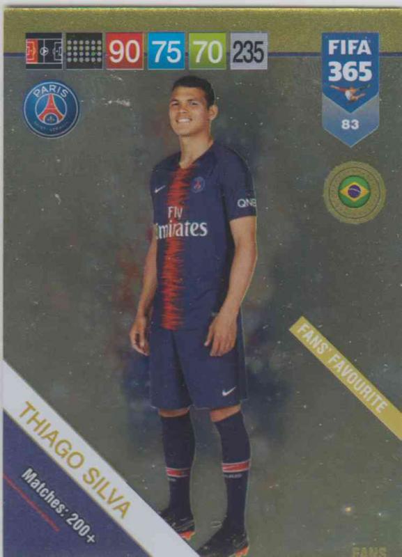 Adrenalyn XL FIFA 365 2019 - 083  Thiago Silva (Paris Saint Germain) Fans' Favourite