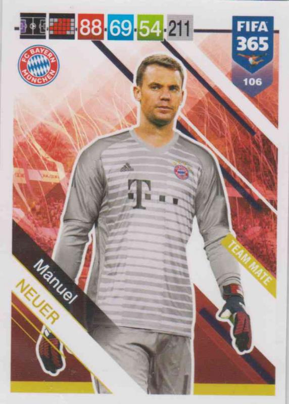 Adrenalyn XL FIFA 365 2019 - 106  Manuel Neuer (FC Bayern München) Team Mate