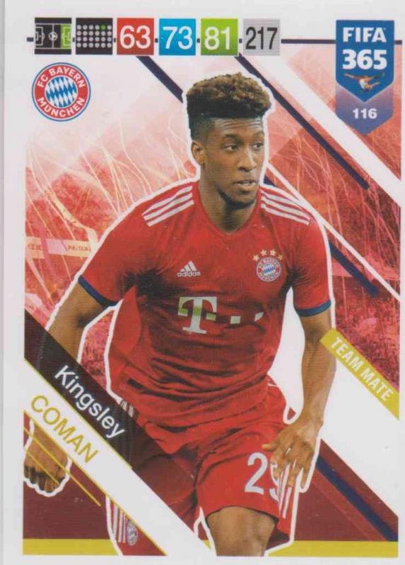 Adrenalyn XL FIFA 365 2019 - 116  Kingsley Coman (FC Bayern München) Team Mate