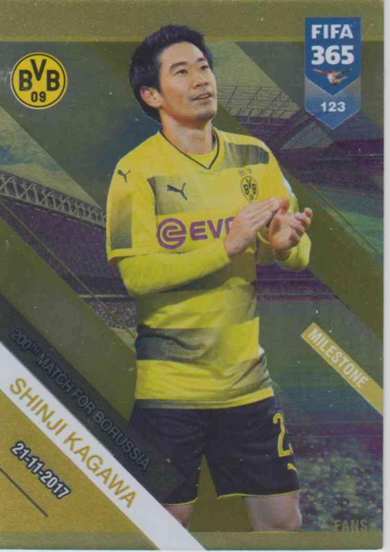 Adrenalyn XL FIFA 365 2019 - 123  Shinji Kagawa 200th Game for Borussia (Borussia Dortmund) Milestone