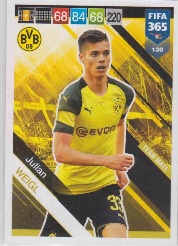 Adrenalyn XL FIFA 365 2019 - 130  Julian Weigl (Borussia Dortmund) Team Mate