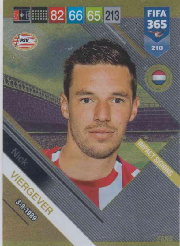 Adrenalyn XL FIFA 365 2019 - 210  Nick Viergever (PSV Eindhoven) Impact Signing