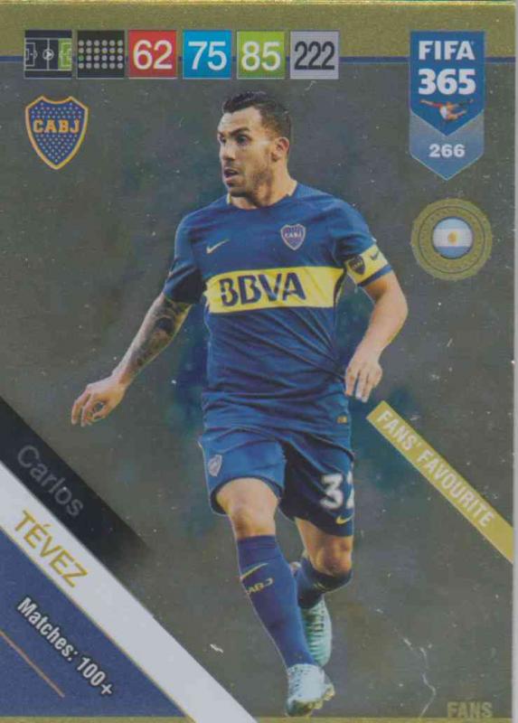 Adrenalyn XL FIFA 365 2019 - 266  Carlos Tévez (Boca Juniors) Fans' Favourite