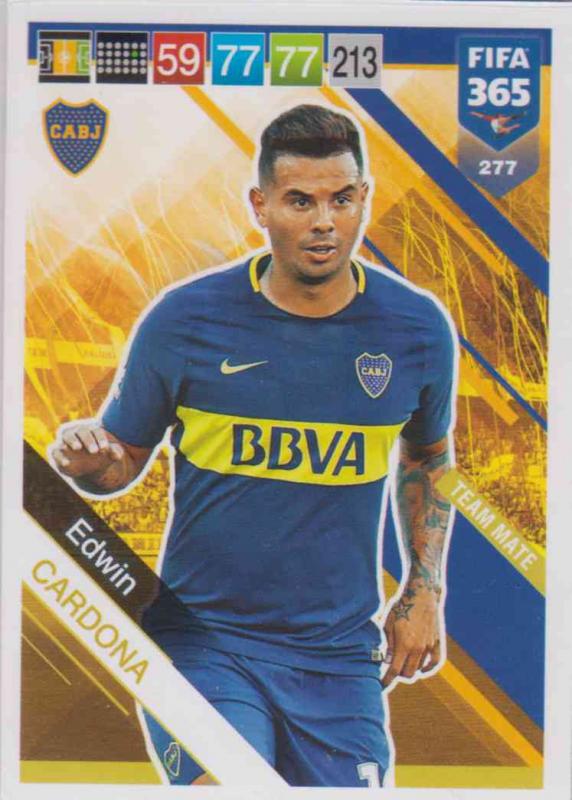 Adrenalyn XL FIFA 365 2019 - 277  Edwin Cardona (Boca Juniors) Team Mate