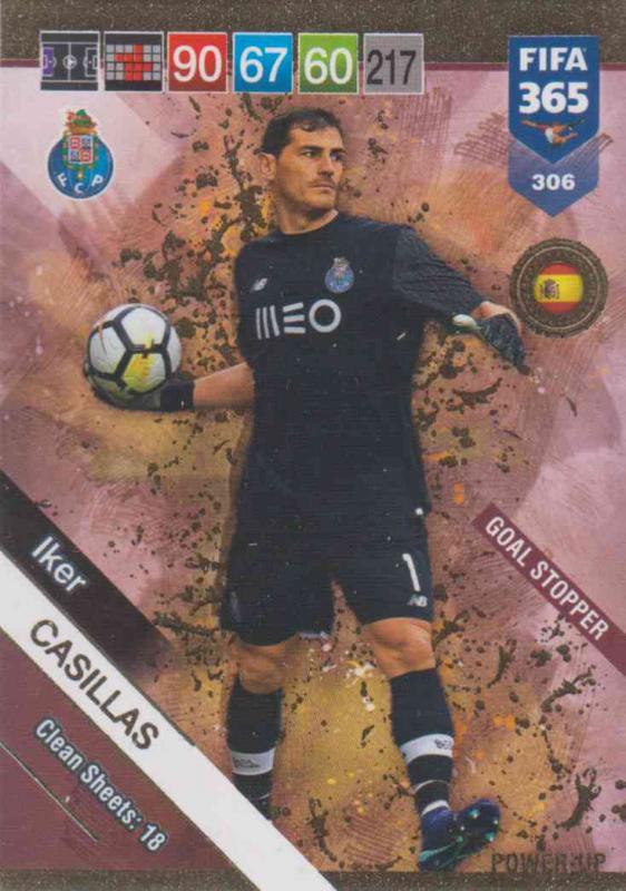 Adrenalyn XL FIFA 365 2019 - 306  Iker Casillas (FC Porto) Goal Stopper