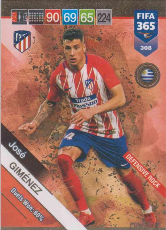 Adrenalyn XL FIFA 365 2019 - 308  José Giménez (Atlético de Madrid) Defensive Rock