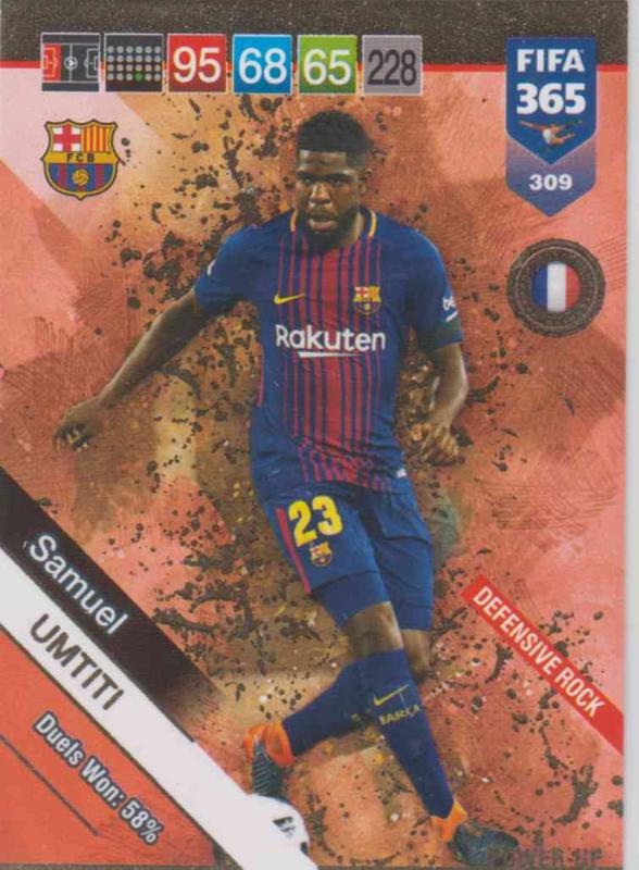 Adrenalyn XL FIFA 365 2019 - 309  Samuel Umtiti (FC Barcelona) Defensive Rock