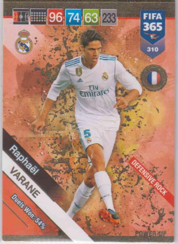 Adrenalyn XL FIFA 365 2019 - 310  Raphaël Varane (Real Madrid CF) Defensive Rock