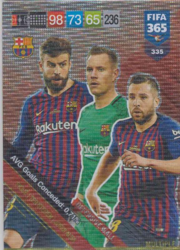 Adrenalyn XL FIFA 365 2019 - 335  Piqué / ter Stegen / Alba (FC Barcelona) Defensive Wall