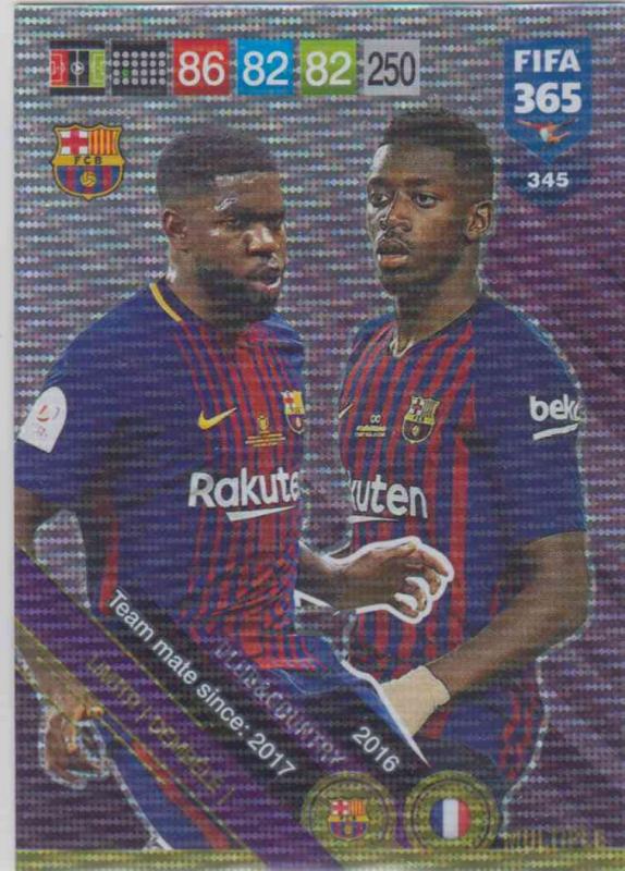 Adrenalyn XL FIFA 365 2019 - 345  Samuel Umtiti / Ousmane Dembélé (FC Barcelona) Club & Country
