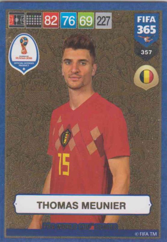 Adrenalyn XL FIFA 365 2019 - 357  Thomas Meunier (Belgium) FIFA World Cup Heroes