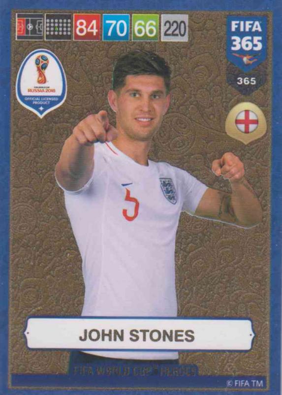 Adrenalyn XL FIFA 365 2019 - 365  John Stones (England) FIFA World Cup Heroes