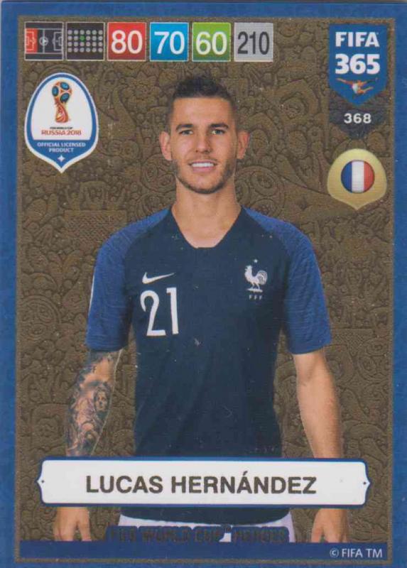 Adrenalyn XL FIFA 365 2019 - 368  Lucas Hernández (France) FIFA World Cup Heroes
