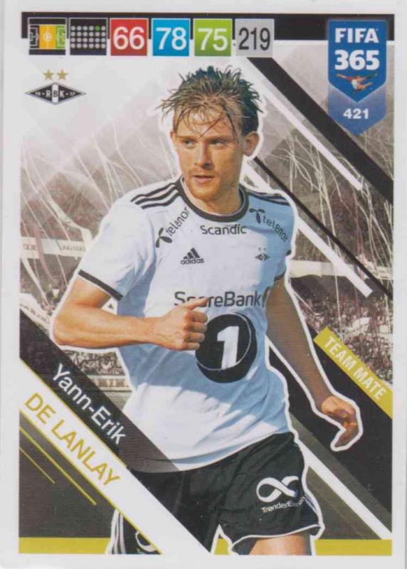 Adrenalyn XL FIFA 365 2019 - 421  Yann Erik de Lanlay (Rosenborg BK) Team Mate