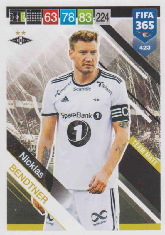 Adrenalyn XL FIFA 365 2019 - 423  Nicklas Bendtner (Rosenborg BK) Team Mate