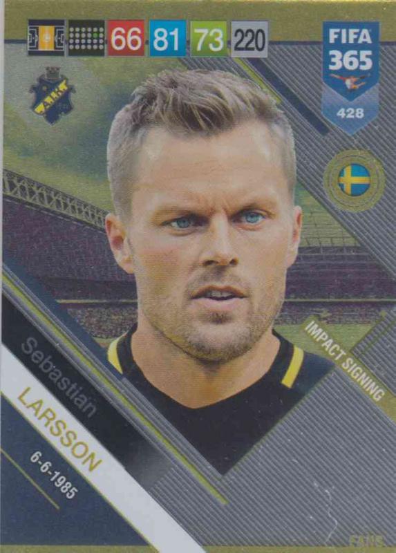 Adrenalyn XL FIFA 365 2019 - 428  Sebastian Larsson (AIK) Impact Signing