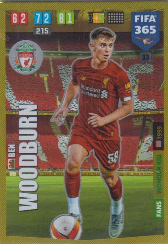 Adrenalyn XL FIFA 365 2020 - 033 Ben Woodburn  - Liverpool - Wonder Kid