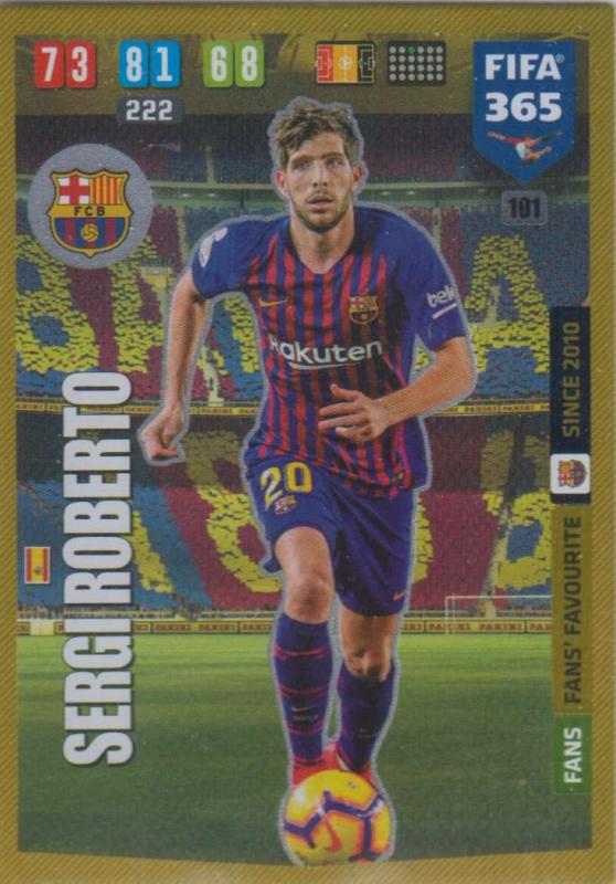 Adrenalyn XL FIFA 365 2020 - 101 Sergi Roberto  - FC Barcelona - Fans' Favourite