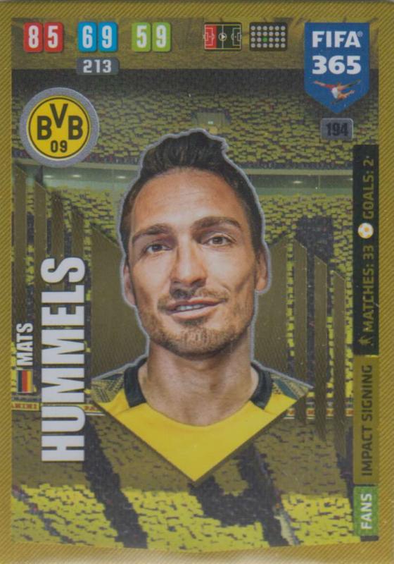 Adrenalyn XL FIFA 365 2020 - 194 Mats Hummels  - Borussia Dortmund - Impact Signing