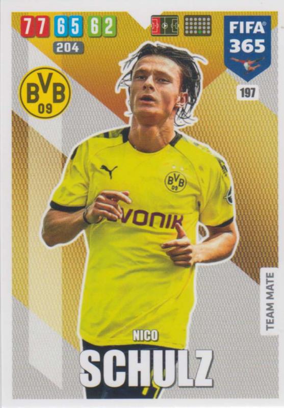 Adrenalyn XL FIFA 365 2020 - 197 Nico Schulz  - Borussia Dortmund - Team Mate