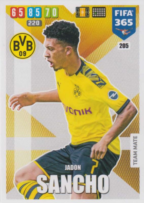 Adrenalyn XL FIFA 365 2020 - 205 Jadon Sancho  - Borussia Dortmund - Team Mate