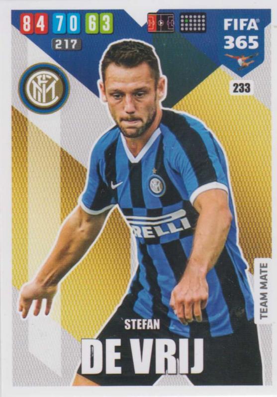 Adrenalyn XL FIFA 365 2020 - 233 Stefan de Vrij  - FC Internazionale Milano - Team Mate