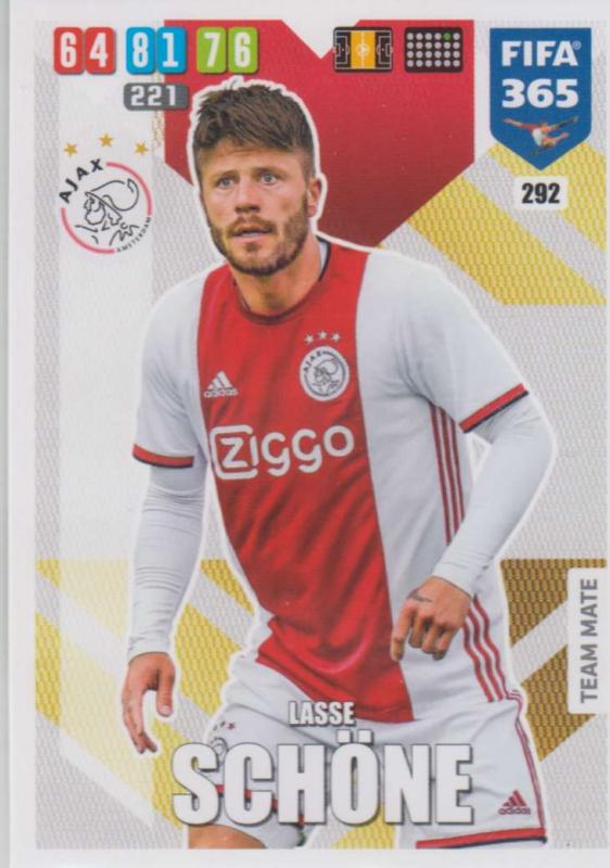 Adrenalyn XL FIFA 365 2020 - 292 Lasse Schöne  - AFC Ajax - Team Mate