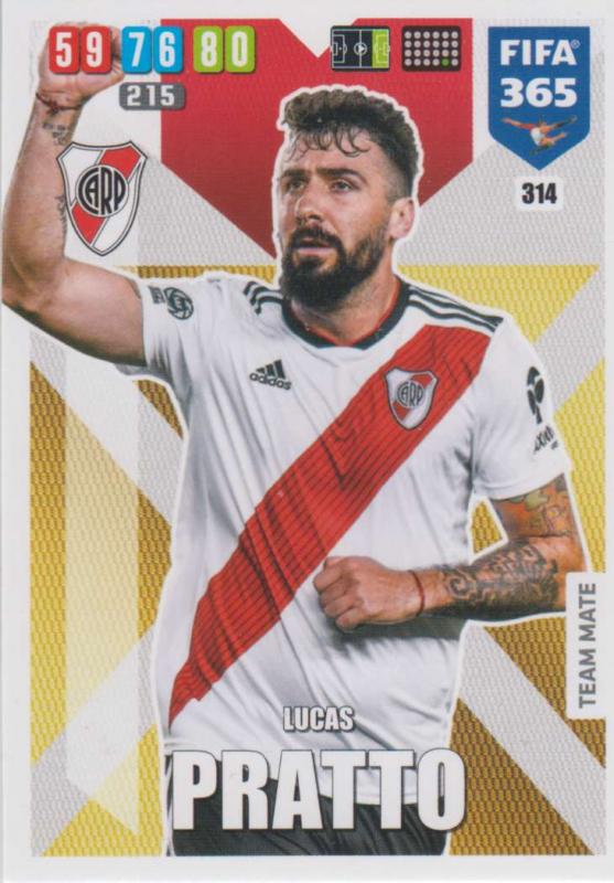 Adrenalyn XL FIFA 365 2020 - 314 Lucas Pratto  - CA River Plate - Team Mate