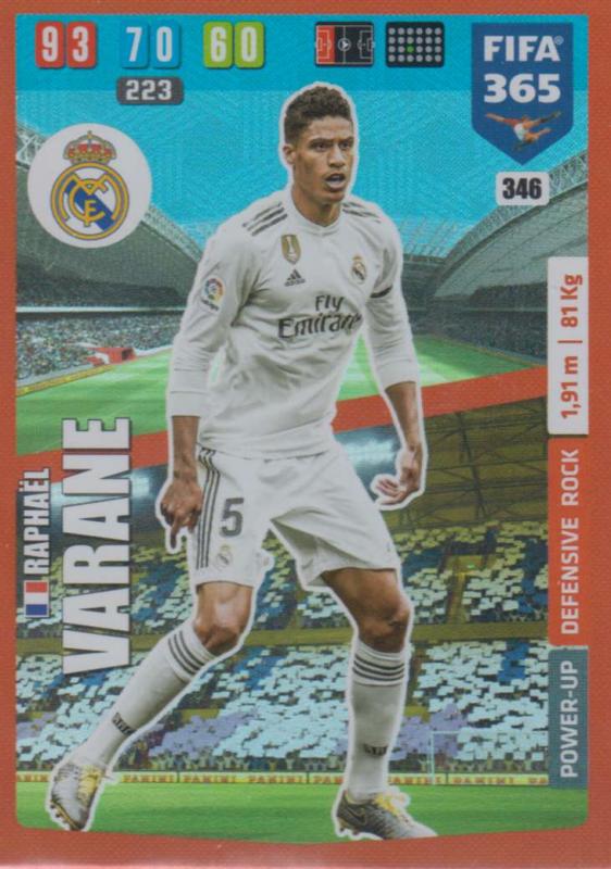 Adrenalyn XL FIFA 365 2020 - 346 Raphaël Varane  - Real Madrid CF - Defensive Rock