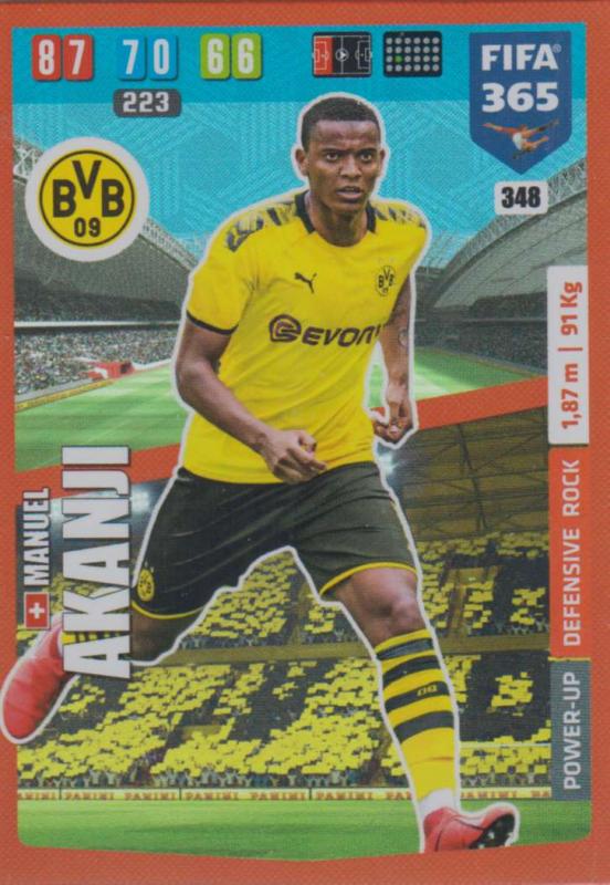 Adrenalyn XL FIFA 365 2020 - 348 Manuel Akanji  - Borussia Dortmund - Defensive Rock