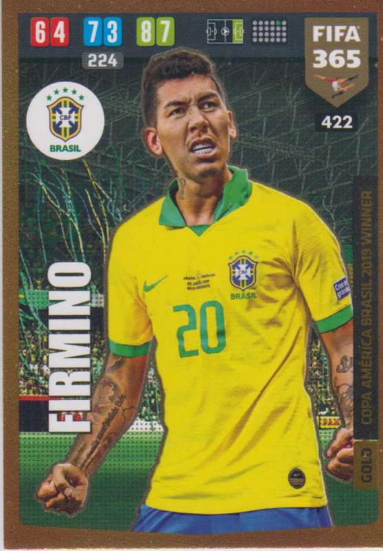 Adrenalyn XL FIFA 365 2020 - 422 Roberto Firmino  - Brazil - Copa America Brasil 2019 Winner
