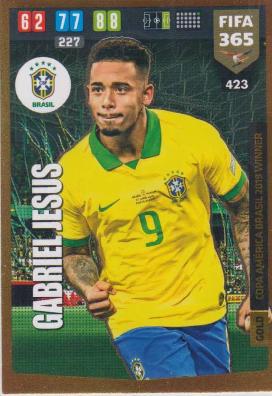 Adrenalyn XL FIFA 365 2020 - 423 Gabriel Jesus  - Brazil - Copa America Brasil 2019 Winner