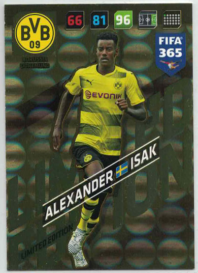 XXL FIFA365 17-18 Alexander Isak, XXL Limited Edition, Borussia Dortmund (Stort kort / Large card)