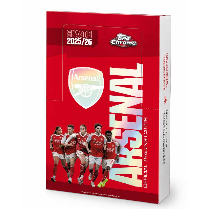 PRE-BUY: Sealed Box 2025-26 Topps Chrome Arsenal Soccer Hobby (16 packs) (Preliminary release May 29:th 2026)