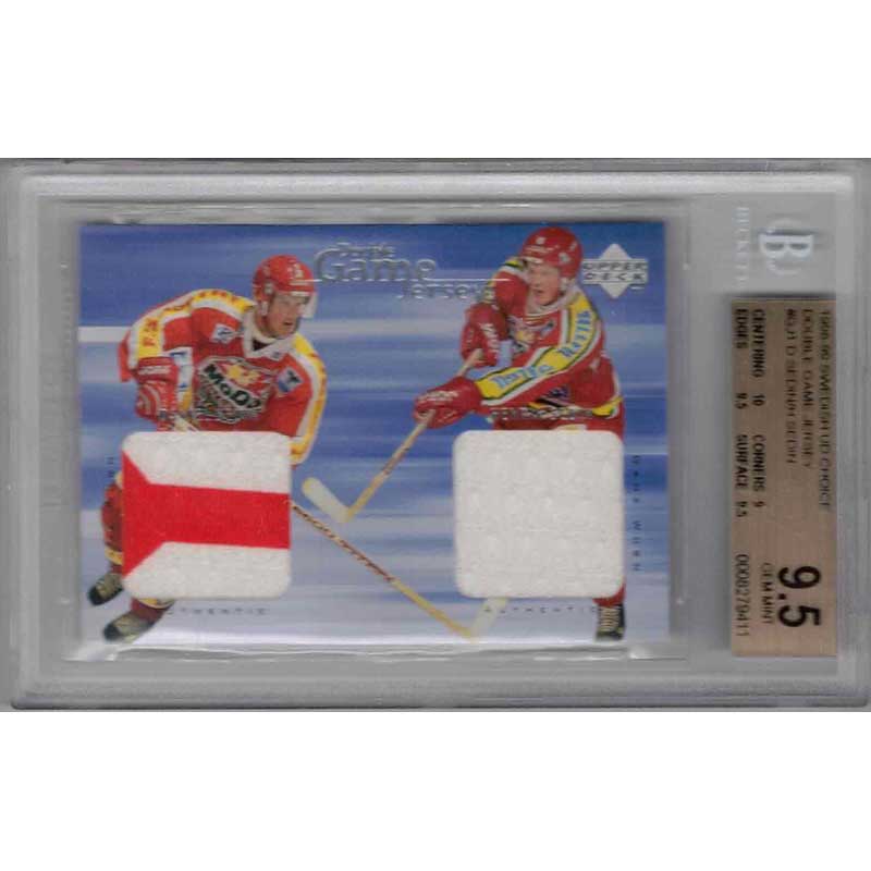 Daniel Sedin / Henrik Sedin 1998-99 Swedish UD Choice #GJ1 Dual Jersey BGS 9.5