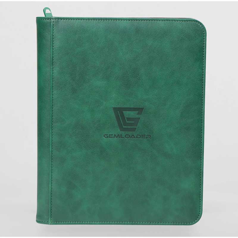 Gemloader - Pärm för Toploaders - Premium 3"X4" Toploader Fit Collector's Binder [112 pockets 2X2] - GREEN