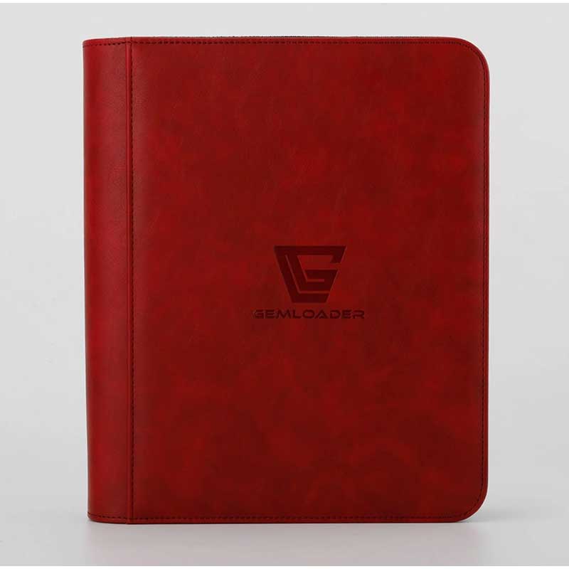 Gemloader - Pärm för Toploaders - Premium 3"X4" Toploader Fit Collector's Binder [112 pockets 2X2] - RED