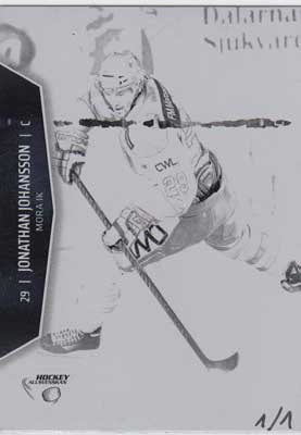 PRESS PLATES BLACK, 2013-14 HockeyAllsvenskan #HA-205 Jonathan Johansson MORA IK