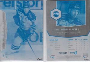 PRESS PLATES CYAN (cut from metal), 2013-14 HockeyAllsvenskan #HA-269 Tobias Törnkvist RÖGLE BK